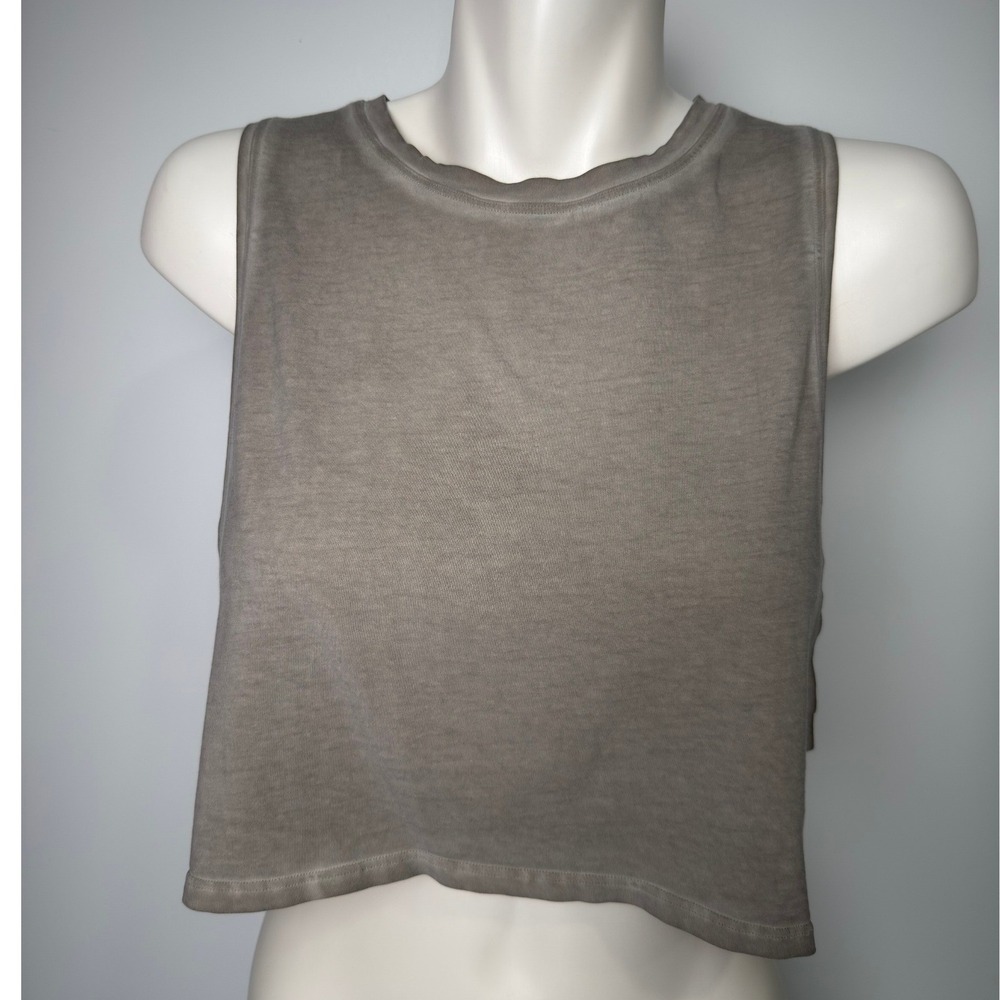 Lululemon Cut Back Crop Tank Top Gray and Khaki Muscle Tank Dropped Armhole